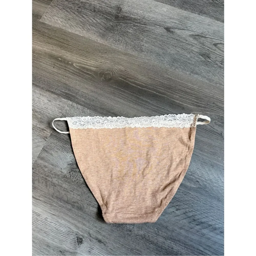 Victoria’s Secret PINK String Bikini Mocha Cream Lace Panties NEW
